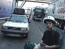 A constant stream of cars drives off the enormous ferry, led of course by a Volvo